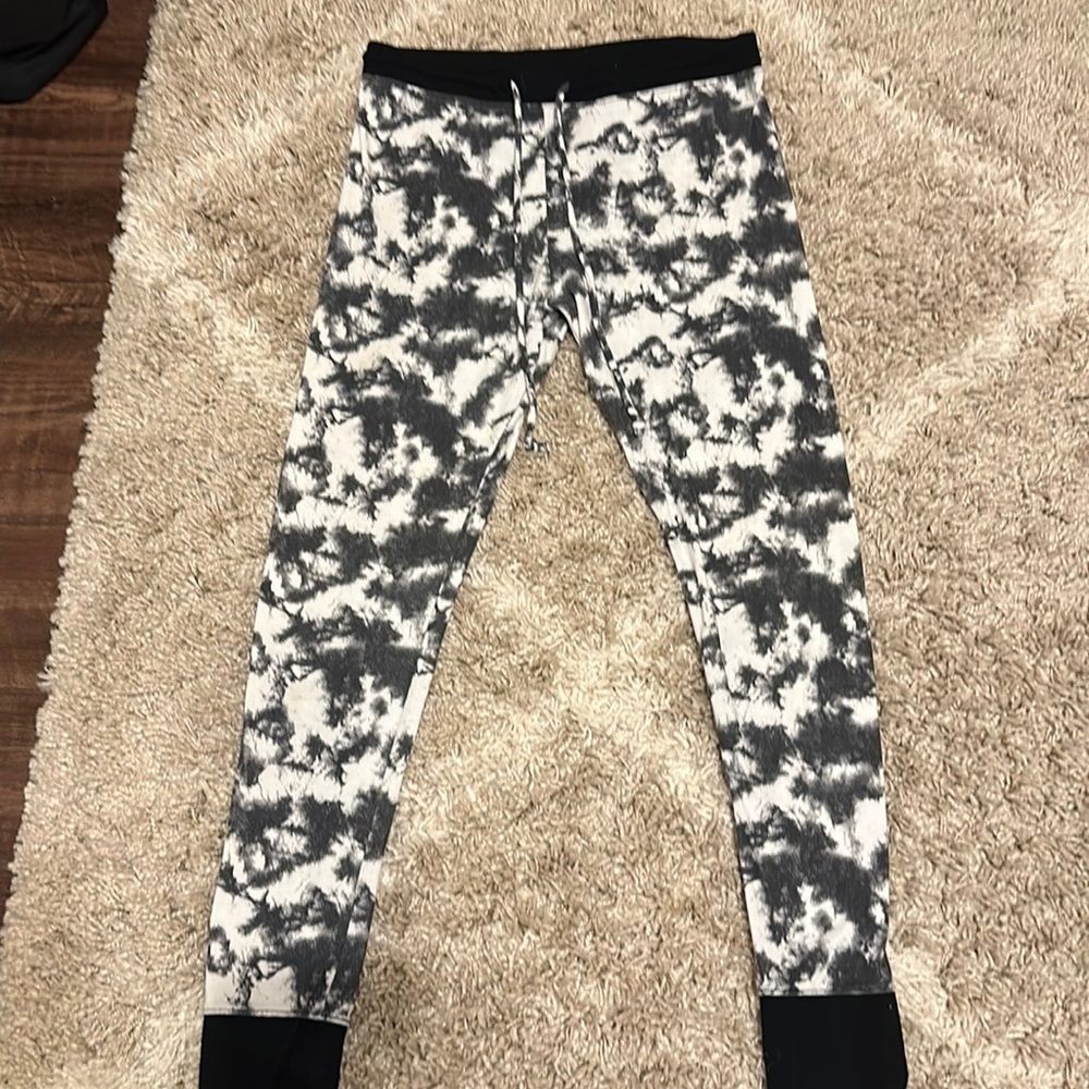 Xhiliration size medium black and white tie dye jogging pants